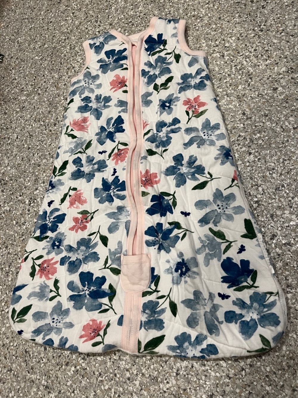 Floral Cotton Sleep Sack - Pink Trim